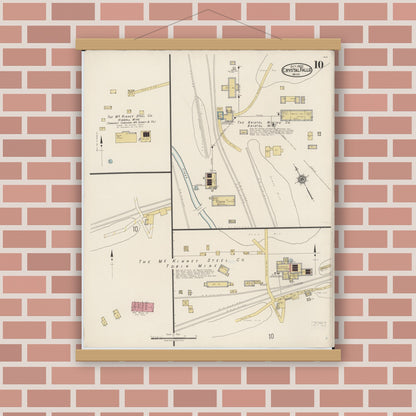 Old map wall art mockup — magnetic wood frame on brick wall — Sanborn Fire Insurance Map from Crystal Falls, Iron County, Michigan (1922), Sheet #0010