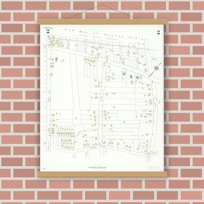 Old map wall art mockup — magnetic wood frame on brick wall — Sanborn Fire Insurance Map from Fanwood, Union County, New Jersey (1933), Sheet #0002