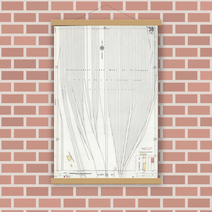 Old map wall art mockup — magnetic wood frame on brick wall — Sanborn Fire Insurance Map from Chicago, Cook County, Illinois (1920), Sheet #0038
