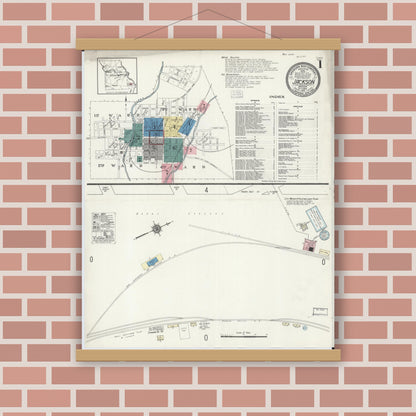 Old map wall art mockup — magnetic wood frame on brick wall — Sanborn Fire Insurance Map from Jackson, Cape Girardeau County, Missouri (1921), Sheet #0001