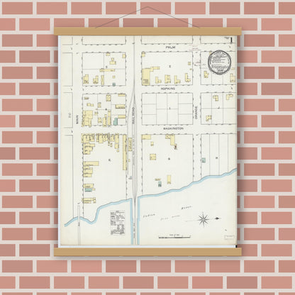 Old map wall art mockup — magnetic wood frame on brick wall — Sanborn Fire Insurance Map from Titusville, Brevard County, Florida (1893) - Complete Map Set