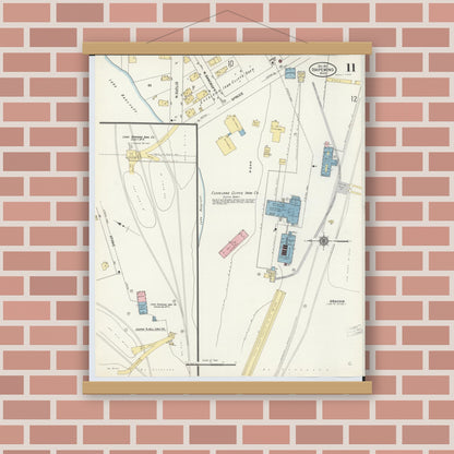 Old map wall art mockup — magnetic wood frame on brick wall — Sanborn Fire Insurance Map from Ishpeming, Marquette County, Michigan (1911), Sheet #0011