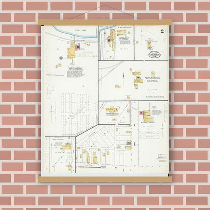 Old map wall art mockup — magnetic wood frame on brick wall — Sanborn Fire Insurance Map from Crandon, Forest County, Wisconsin (1904), Sheet #0002