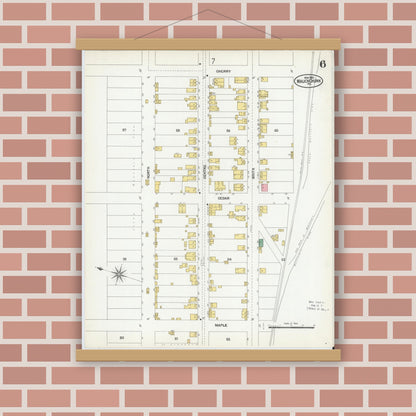 Old map wall art mockup — magnetic wood frame on brick wall — Sanborn Fire Insurance Map from Mauch Chunk, Carbon County, Pennsylvania (1902), Sheet #0006