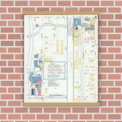 Old map wall art mockup — magnetic wood frame on brick wall — Sanborn Fire Insurance Map from Lockport, Will County, Illinois (1909), Sheet #0006