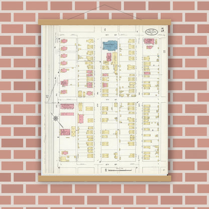 Old map wall art mockup — magnetic wood frame on brick wall — Sanborn Fire Insurance Map from Ford City, Armstrong County, Pennsylvania (1913), Sheet #0005