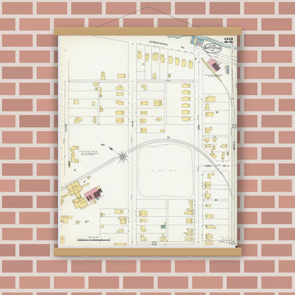 Old map wall art mockup — magnetic wood frame on brick wall — Sanborn Fire Insurance Map from Pittston, Luzerne County, Pennsylvania (1903), Sheet #0022
