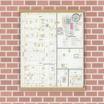 Old map wall art mockup — magnetic wood frame on brick wall — Sanborn Fire Insurance Map from Appleton City, Saint Clair County, Missouri (1902) - Complete Map Set