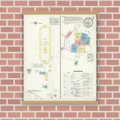 Old map wall art mockup — magnetic wood frame on brick wall — Sanborn Fire Insurance Map from Ephrata, Lancaster County, Pennsylvania (1912) - Complete Map Set