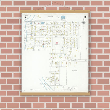 Old map wall art mockup — magnetic wood frame on brick wall — Sanborn Fire Insurance Map from Gahanna, Franklin County, Ohio (1946), Sheet #0002