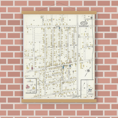Old map wall art mockup — magnetic wood frame on brick wall — Sanborn Fire Insurance Map from Daytona, Volusia County, Florida (1916), Sheet #0009