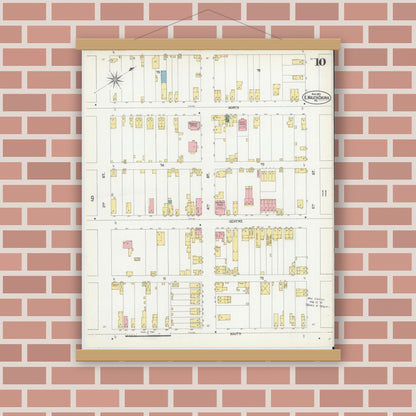 Old map wall art mockup — magnetic wood frame on brick wall — Sanborn Fire Insurance Map from Mauch Chunk, Carbon County, Pennsylvania (1902), Sheet #0010