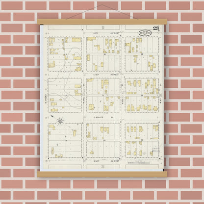 Old map wall art mockup — magnetic wood frame on brick wall — Sanborn Fire Insurance Map from Ashland, Ashland County, Wisconsin (1895), Sheet #0023