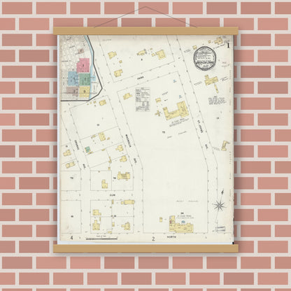 Old map wall art mockup — magnetic wood frame on brick wall — Sanborn Fire Insurance Map from Green Cove Springs, Clay County, Florida (1897) - Complete Map Set