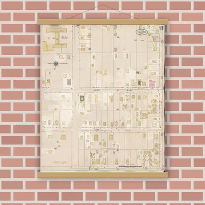 Old map wall art mockup — magnetic wood frame on brick wall — Sanborn Fire Insurance Map from Calexico, Imperial County, California (1949), Sheet #0011
