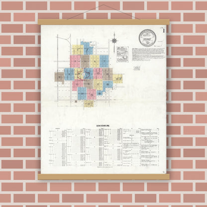 Old map wall art mockup — magnetic wood frame on brick wall — Sanborn Fire Insurance Map from Orange, Orange County, California (1922) - Complete Map Set