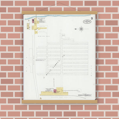 Old map wall art mockup — magnetic wood frame on brick wall — Sanborn Fire Insurance Map from Cass Lake, Cass County, Minnesota (1900), Sheet #0003