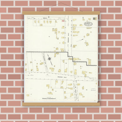 Old map wall art mockup — magnetic wood frame on brick wall — Sanborn Fire Insurance Map from Monticello, Sullivan County, New York (1911), Sheet #0011