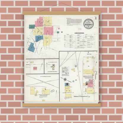 Old map wall art mockup — magnetic wood frame on brick wall — Sanborn Fire Insurance Map from Jacksonville, Cherokee County, Texas (1911) - Complete Map Set