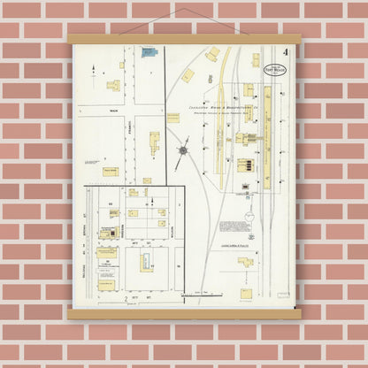 Old map wall art mockup — magnetic wood frame on brick wall — Sanborn Fire Insurance Map from Fort Meade, Polk County, Florida (1911), Sheet #0004