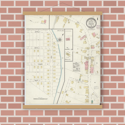 Old map wall art mockup — magnetic wood frame on brick wall — Sanborn Fire Insurance Map from Canton, Haywood County, North Carolina (1907) - Complete Map Set
