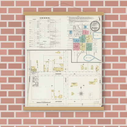 Old map wall art mockup — magnetic wood frame on brick wall — Sanborn Fire Insurance Map from Orlando, Orange County, Florida (1897) - Complete Map Set