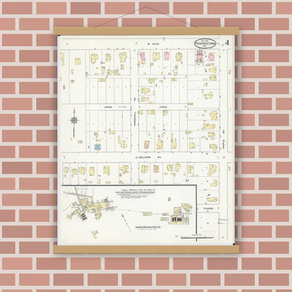 Old map wall art mockup — magnetic wood frame on brick wall — Sanborn Fire Insurance Map from Fredericktown, Madison County, Missouri (1914), Sheet #0004