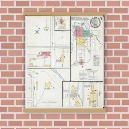 Old map wall art mockup — magnetic wood frame on brick wall — Sanborn Fire Insurance Map from Hart, Oceana County, Michigan (1900) - Complete Map Set
