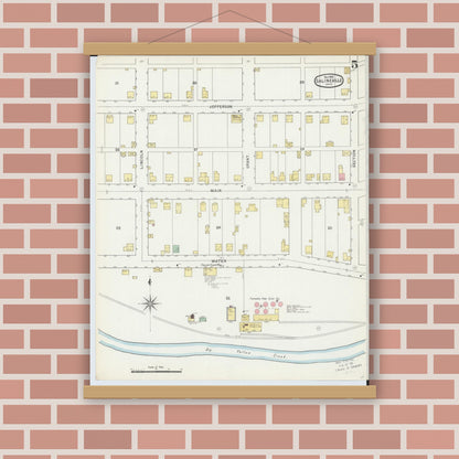Old map wall art mockup — magnetic wood frame on brick wall — Sanborn Fire Insurance Map from Salineville, Columbiana County, Ohio (1895), Sheet #0005