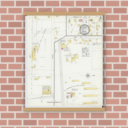 Old map wall art mockup — magnetic wood frame on brick wall — Sanborn Fire Insurance Map from Payne, Paulding County, Ohio (1899), Sheet #0001
