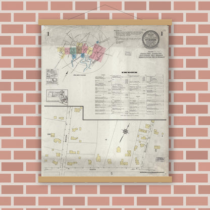 Old map wall art mockup — magnetic wood frame on brick wall — Sanborn Fire Insurance Map from Hyannis, Barnstable County, Massachusetts (1924) - Complete Map Set
