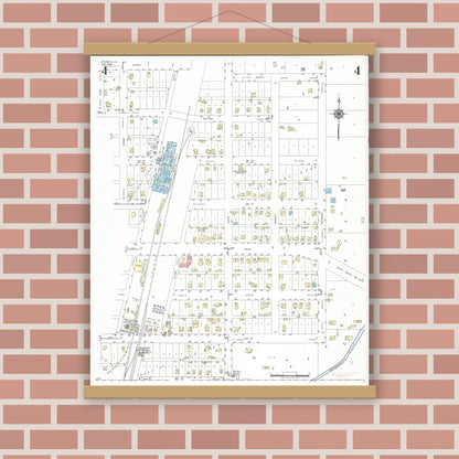 Old map wall art mockup — magnetic wood frame on brick wall — Sanborn Fire Insurance Map from Griswold, Cass County, Iowa (1948), Sheet #0004