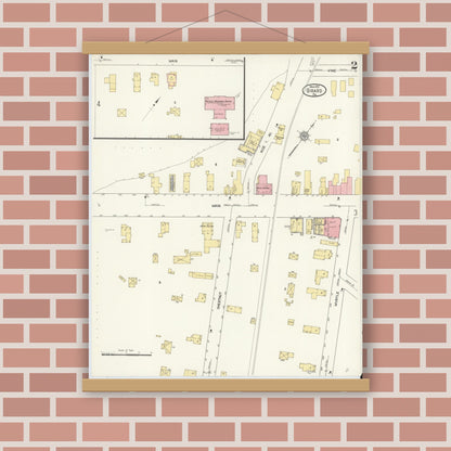 Old map wall art mockup — magnetic wood frame on brick wall — Sanborn Fire Insurance Map from Girard, Erie County, Pennsylvania (1912), Sheet #0002
