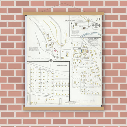 Old map wall art mockup — magnetic wood frame on brick wall — Sanborn Fire Insurance Map from Bessemer, Gogebic County, Michigan (1917), Sheet #0011