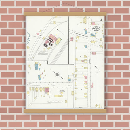 Old map wall art mockup — magnetic wood frame on brick wall — Sanborn Fire Insurance Map from Macungie, Lehigh County, Pennsylvania (1911), Sheet #0004