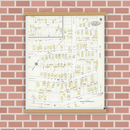 Old map wall art mockup — magnetic wood frame on brick wall — Sanborn Fire Insurance Map from Negaunee, Marquette County, Michigan (1911), Sheet #0011