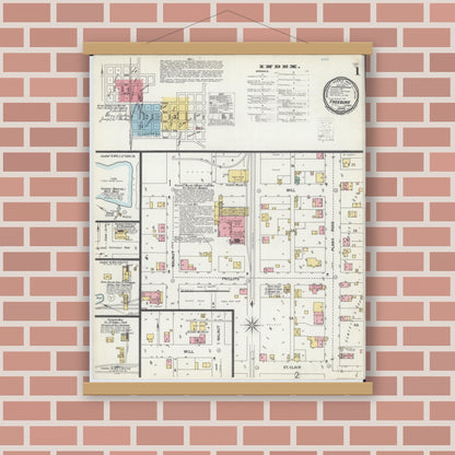 Old map wall art mockup — magnetic wood frame on brick wall — Sanborn Fire Insurance Map from Freeburg, Saint Clair County, Illinois (1900) - Complete Map Set