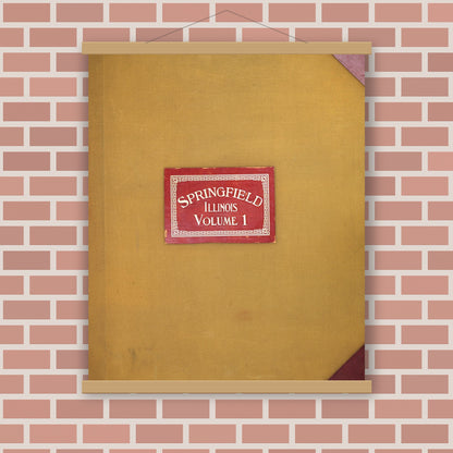 Old map wall art mockup — magnetic wood frame on brick wall — Sanborn Fire Insurance Map from Springfield, Sangamon County, Illinois (1950), Sheet #0001