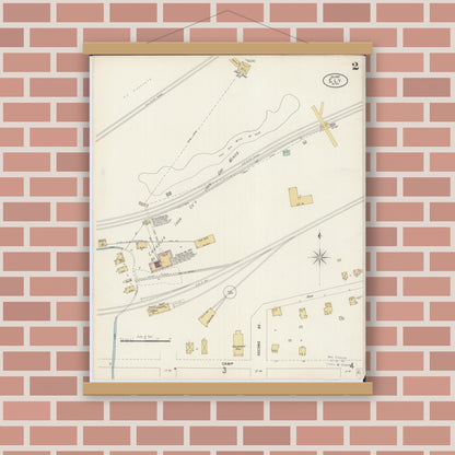 Old map wall art mockup — magnetic wood frame on brick wall — Sanborn Fire Insurance Map from Ely, Saint Louis County, Minnesota (1897), Sheet #0002