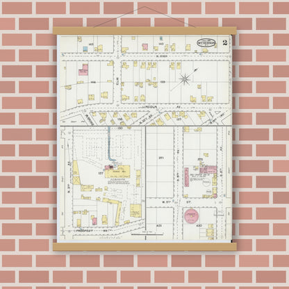 Old map wall art mockup — magnetic wood frame on brick wall — Sanborn Fire Insurance Map from Mount Vernon, Westchester County, New York (1892) - Complete Map Set