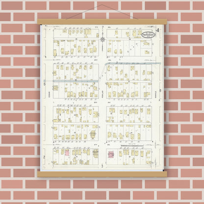 Old map wall art mockup — magnetic wood frame on brick wall — Sanborn Fire Insurance Map from Two Harbors, Lake County, Minnesota (1914), Sheet #0004