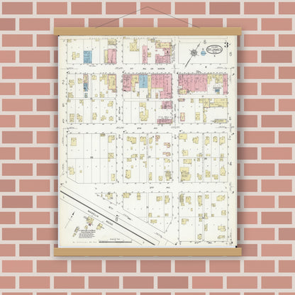 Old map wall art mockup — magnetic wood frame on brick wall — Sanborn Fire Insurance Map from Saint James, Watonwan County, Minnesota (1914), Sheet #0003