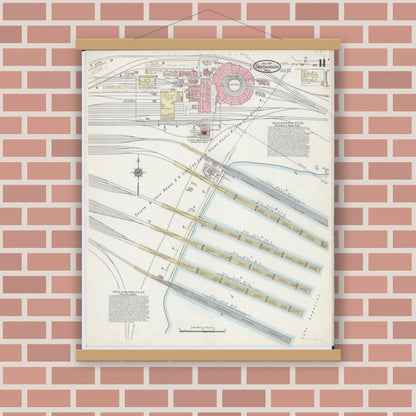 Old map wall art mockup — magnetic wood frame on brick wall — Sanborn Fire Insurance Map from Two Harbors, Lake County, Minnesota (1914), Sheet #0011