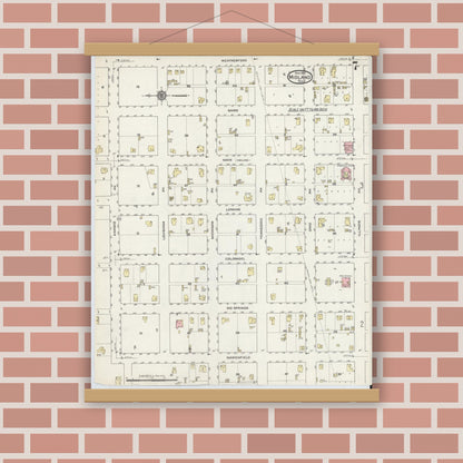 Old map wall art mockup — magnetic wood frame on brick wall — Sanborn Fire Insurance Map from Midland, Midland County, Texas (1914), Sheet #0007