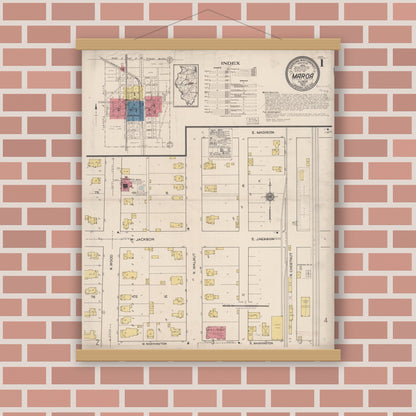 Old map wall art mockup — magnetic wood frame on brick wall — Sanborn Fire Insurance Map from Maroa, Macon County, Illinois (1922) - Complete Map Set