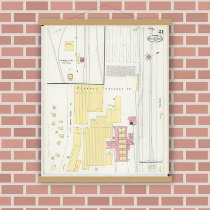 Old map wall art mockup — magnetic wood frame on brick wall — Sanborn Fire Insurance Map from Battle Creek, Calhoun County, Michigan (1907), Sheet #0021