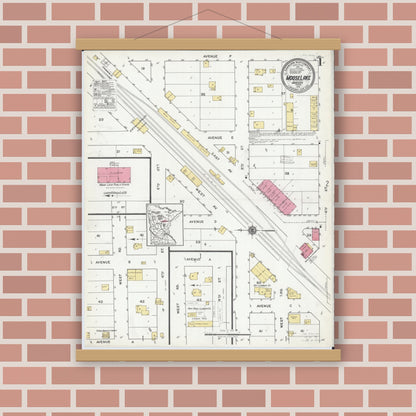 Old map wall art mockup — magnetic wood frame on brick wall — Sanborn Fire Insurance Map from Moose Lake, Carlton County, Minnesota (1919) - Complete Map Set