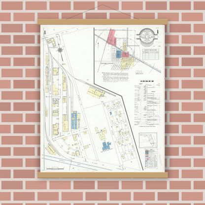 Old map wall art mockup — magnetic wood frame on brick wall — Sanborn Fire Insurance Map from Belle Glade, Palm Beach County, Florida (1942) - Complete Map Set