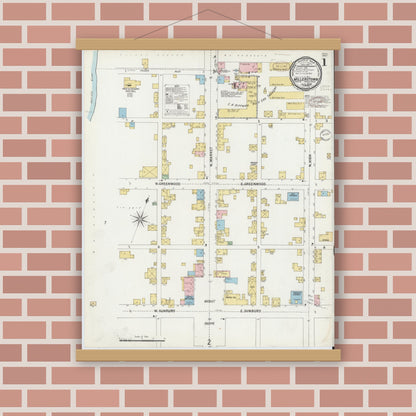 Old map wall art mockup — magnetic wood frame on brick wall — Sanborn Fire Insurance Map from Millerstown, Perry County, Pennsylvania (1899) - Complete Map Set