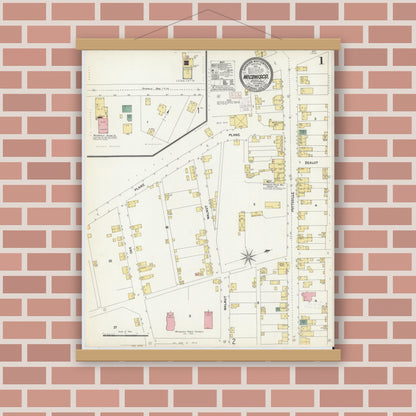 Old map wall art mockup — magnetic wood frame on brick wall — Sanborn Fire Insurance Map from Wiconisco, Dauphin County, Pennsylvania (1902) - Complete Map Set